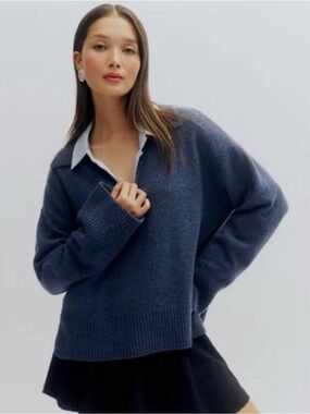 Reformation Saywer Blue Sweater Cashmere